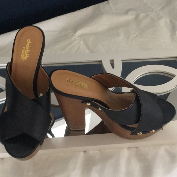 Charlotte Russe Shoes - Wood-like high heel platform clog sandals